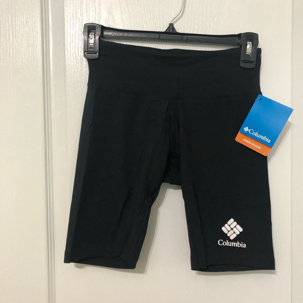 Columbia Trek 1/2 Tight Womens Size XS Black Omni-Shade‎ UPF 50 Biker Shorts NWT
